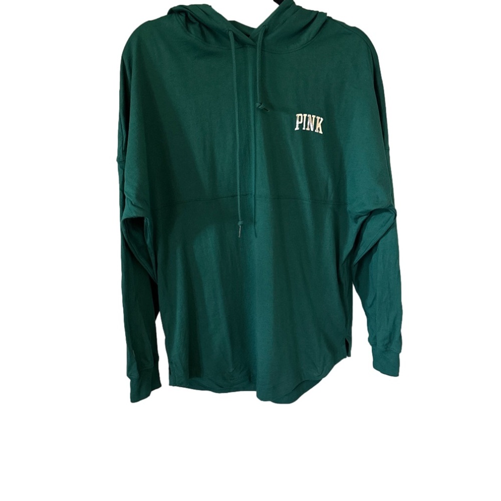 🛍️🛍️🛍️ PINK long sleeve hooded oversized tee with huge logo on back EEUC - Picture 4 of 4